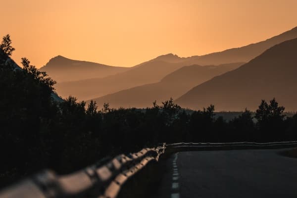 Sunset on the road